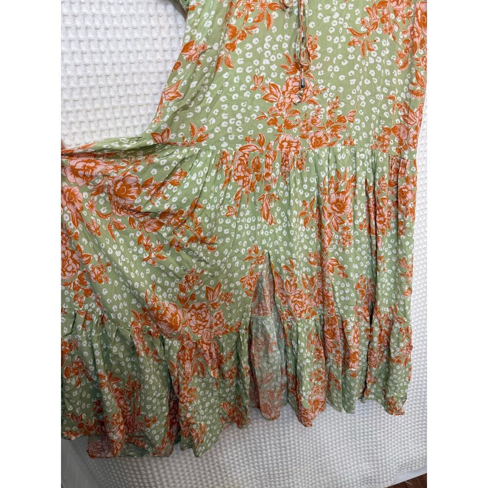 Anthropologie Abel The Label Green Orange Wild Bloom Maxi Dress Sz M - Picture 3 of 7